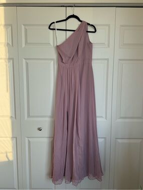 David’s Bridal One-Shoulder Mauve/Dusty Rose/Quartz Long Formal Dress - Size 4